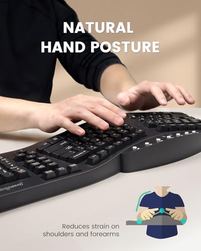 Perixx PERIBOARD-512B Wired Ergonomic Keyboard - Split Keyboard, Wrist Rest, Natural Typing - Wired USB Connectivity - US ...