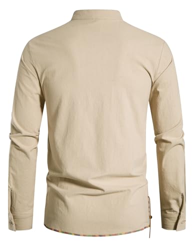 JEMITOP Men's Pure Cotton Retro Lace Up Shirts for Renaissance Pirate Medieval Viking