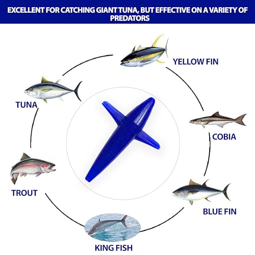 7" Blue Bird Teaser Lures, 10 Pcs Blue, for Offshore Trolling, Ideal for Mahi Mahi & Tuna Fishing