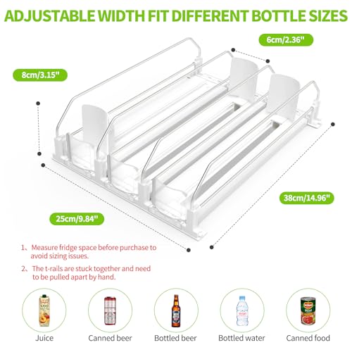 Drink Organizer for Fridge, Soda Can Dispenser for Refrigerator, Automatic Drink Dispenser for Fridge Holds up to 15 Cans,...