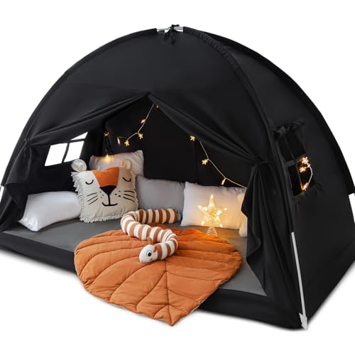 Sherilyn Full Size Bed Canopy Toddler Bunk Bed Tents Dream Tent on Bed Privacy Space Blackout Kids Sleeping Tents Indoor F...