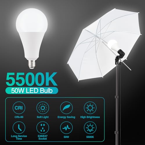 EMART 8.5 x 10 ft Backdrop Support System, Professional Photography Lighting Kit with 10*12ft Backdrop*3, 50W LED Blub, Re...