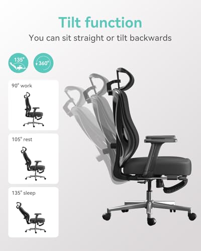 Hbada P5 Ergonomic Office Chair, Desk Chair with Adjustable Lumbar Support and Height, Comfortable Mesh Computer Chair wit...