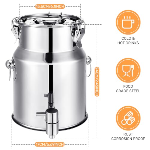 Tioncy Stainless Steel Water Dispenser 1.3 gallon Countertop Drink Dispenser with Spigot and Airtight Lid for Up To 5 Gall...