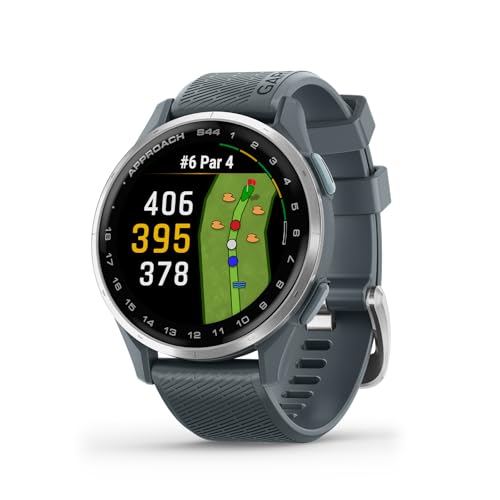 Garmin Approach® S44, Essential Golf GPS Smartwatch, AMOLED Display, On-Course Features, Silver Aluminum Bezel with Twilig...