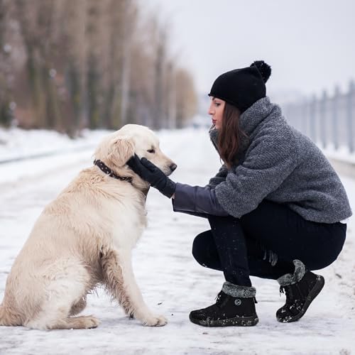 Alicegana Winter Boots for Women Warm Fur Lined Snow Shoes Slip on Ankle Booties Comfortable Anti Slip Outdoor Boots