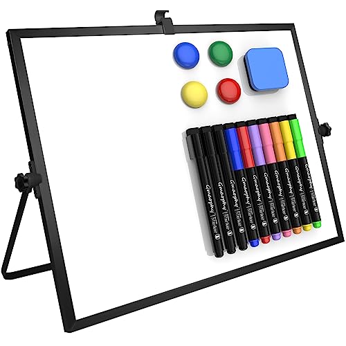 Dry Erase White Board, 16 x12 Inch Magnetic Whiteboard with Stand, Portable Double-Sided White Board Easel with 10 Markers...