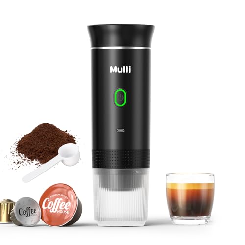 Mulli Cordless Electric Espresso Machine‌‌-Portable Coffee Maker for Ground Coffee & NS Capsule with Self-Heating Technolo...