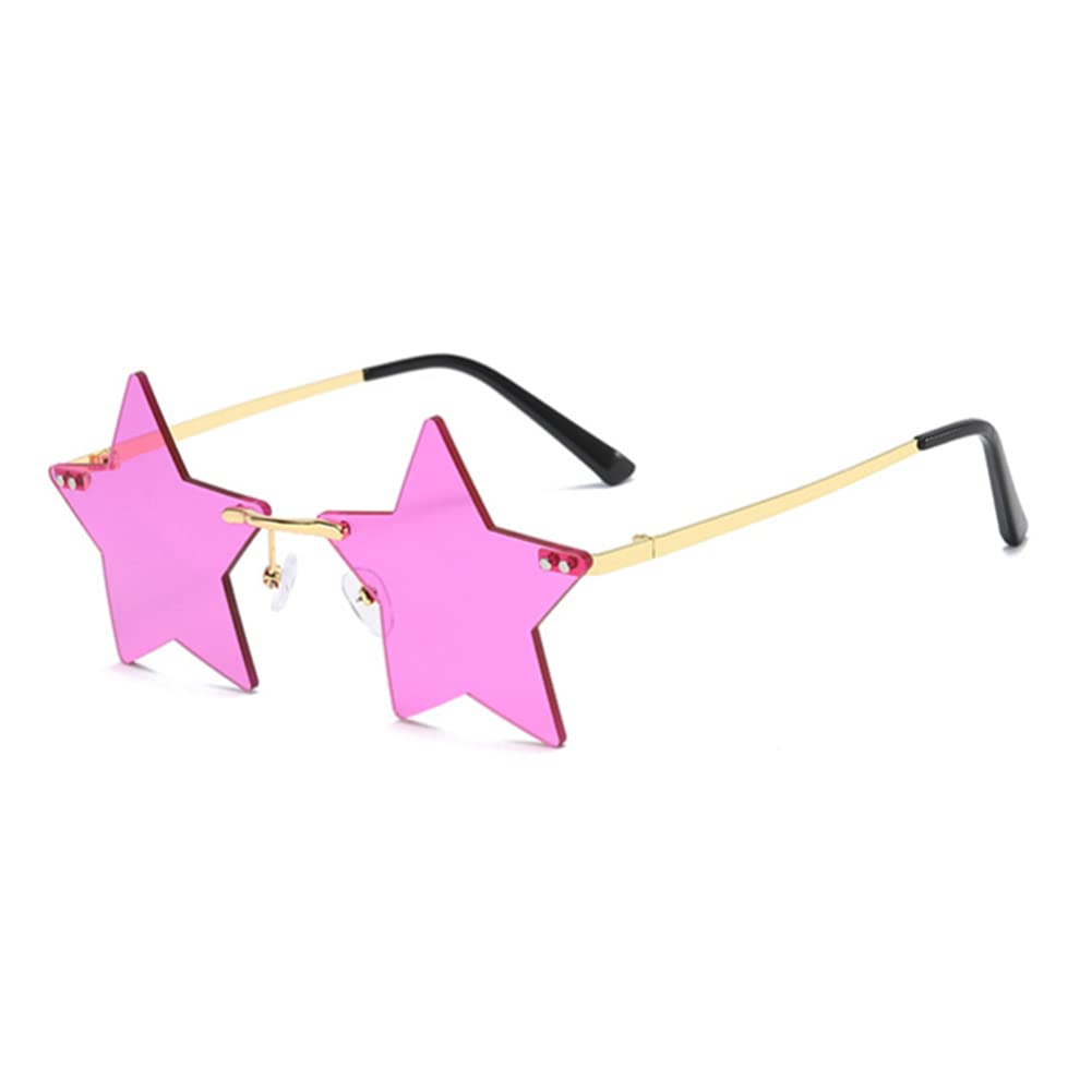 Rimless Star shape Sunglasses Personality Sun Glasses for women/men Party glasses personality pentagram eyewears (Deep purple)