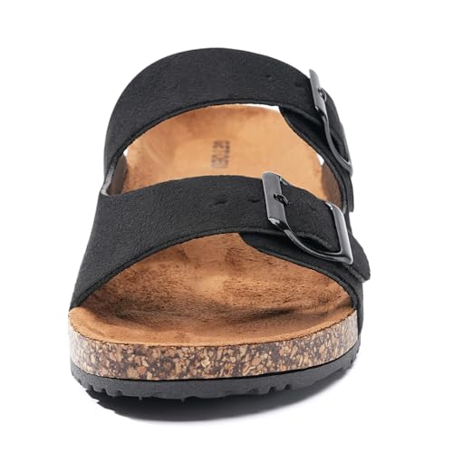 GETOEU Women Cork Sandals Adjustable Buckle Strap Cork Footbed Sandal Arch Support Casual Slip‑On Outdoor Slide Sandals