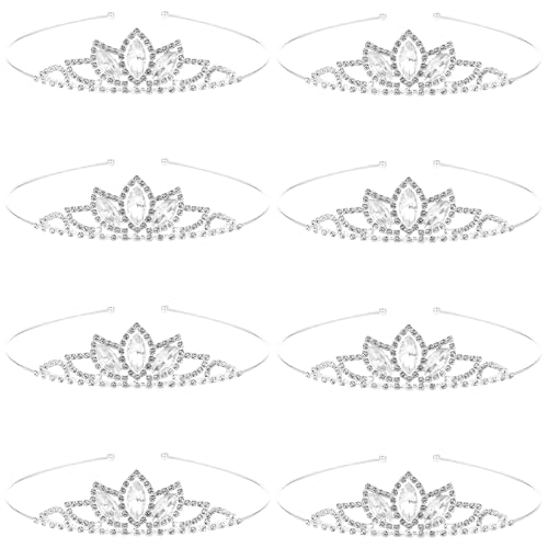 Tihebax Tiaras Crowns for Women Girls 8 Pcs Silver Princess Tiaras Rhinestones Bulk Crown Tiara Headbands Rapunzel Crown f...