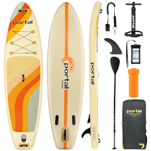 PORTAL SUP Inflatable Paddle Board for Adults 10'6'' Stand Up Paddleboard,Non-Slip Deck Blow up Paddle Boards with Adjusta...