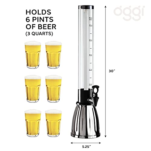 OGGI Beer Tower 88oz - Beverage Dispenser with Spigot & Ice Tube, Margarita Tower, Mimosa Tower, Perfect Drink Dispensers ...