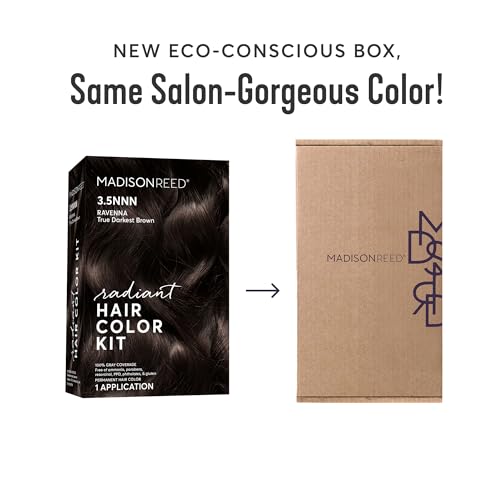 Madison Reed Radiant Hair Color Kit | 3.5NNN Darkest Brown-Black (Ravenna Brown) 100% Maximum Gray Hair Coverage | Permanent Hair Dye for Resistant Grays | PPD-Free & Ammonia-Free |1 Pack
