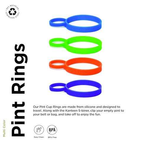 Klean Kanteen Pint Rings - Silicone Rings for Pint Cups for Travel, Camping, and More - 4-Pack