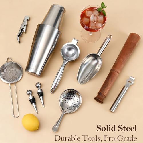 ETENS 33-Piece Professional Bartender Kit with Weighted Boston Shaker – High End Mixology Set for Home Bar – Stainless Ste...