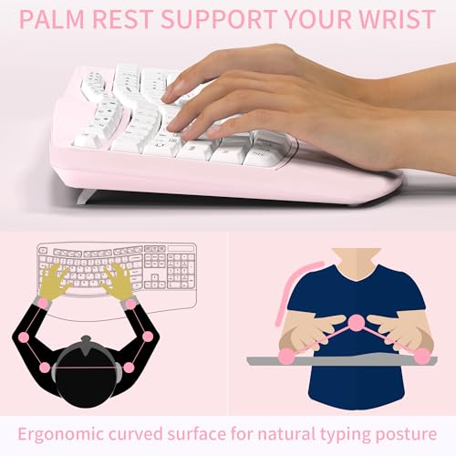 Ergonomic Wireless Keyboard and Mouse Combo, Wave Keys Keyboard with Wrist Rest for Natural Typing, 3 DPI Adjustable Ergon...