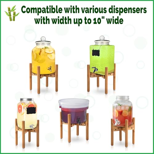 ZPirates Drink Dispenser Bamboo Stand/Holder - Adjustable, Holds Dispensers for Beverage, Lemonade, Juice and Hot/Cold Dri...