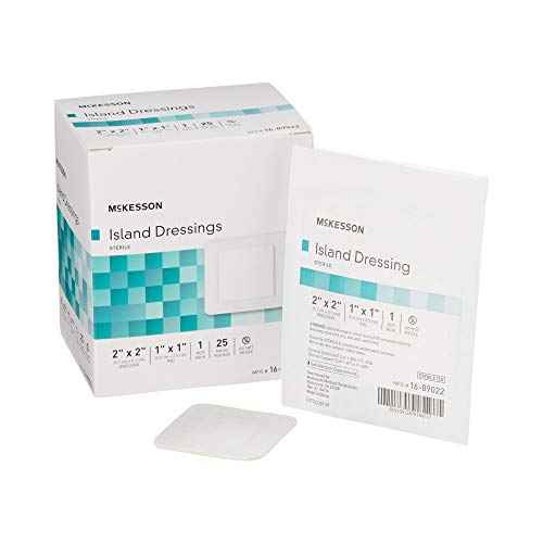 McKesson Island Dressings, Sterile, Dimension 2 in x 2 in, Pad 1 in x 1 in, 25 Count, 1 Pack