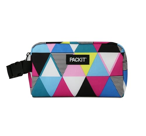 PackIt Freezable Snack Box, Triangle Stripes, Built with ECOFREEZE Technology, Collapsible, Reusable, Zip Closure with Buc...