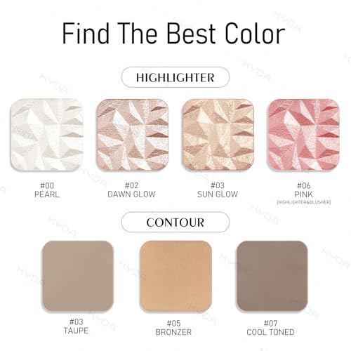 KYDA Face Highlighter Palette, High Glossy Face Illuminator Palette, Natural Glow Finish, Pearl Shimmer Smooth Baked Powde...