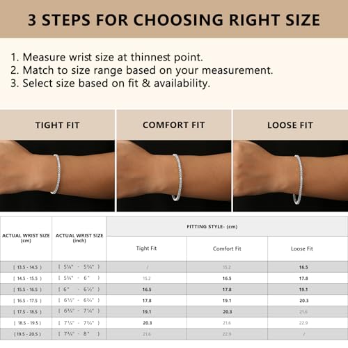 KRKCLIFE Tennis Bracelet for Women Men, 6.5/7/7.5/8 Inch Hypoallergenic Classic Round AAAAA Cubic Zirconia 14K Gold Plated, 3-5mm Width, Anniversary Birthday Gifts for Her Him Husband Wife Mom