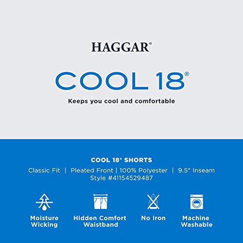 Haggar Men's Cool 18 Classic Fit Pleat Front Expandable Waistband Short (Regular and Big & Tall Sizes)