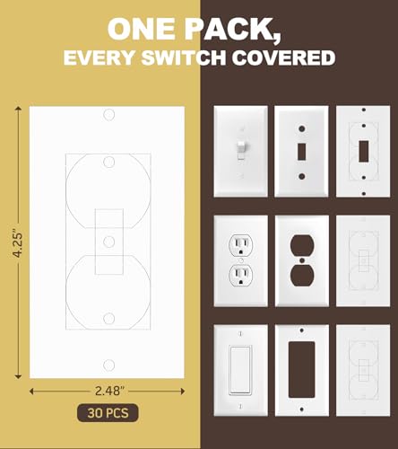 Outlet Insulators Draft Sealers, 30 Pack Electrical Outlet Insulation Pads, EVA Foam Gasket for Wall, Light, Switch Socket...