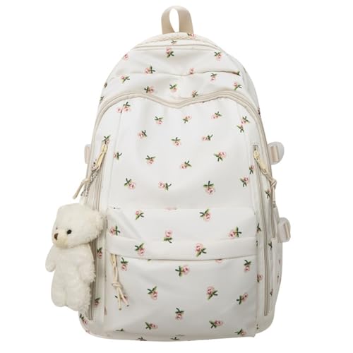 MININAI Cute Floral Printed Backpack for Women Preppy Kawaii Aesthetic Laptop Bookbag Coquette Work Travel College Daypack...