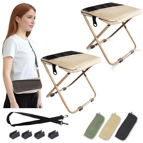 COMELY Portable Camping Stool Foldable &Collapsible: Lightweight Reinforced Frame & Padded Fabric, One-Second Setup for Ou...