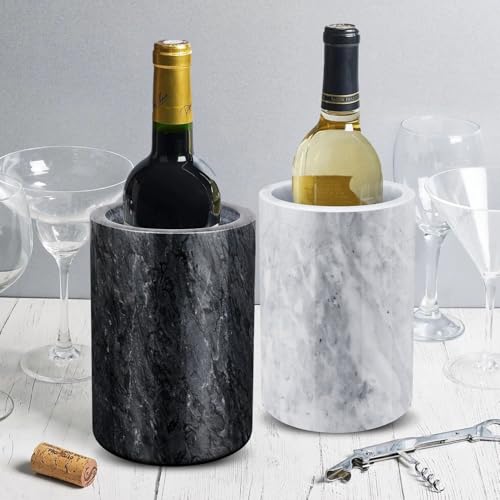 Flexzion Marble Wine Chillers for Bottles - Champagne Cooler & Multi-Purpose Marble Utensil Holder for Kitchen - Adaptable...