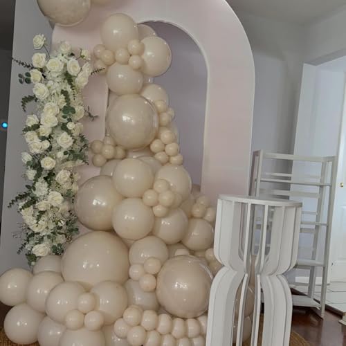 Pearl Balloons, 52 PCS 12 Inch Pearl white Double-Stuffed Balloons, White Pearl Sand White Double-Stuffed Ivory Latex Ball...