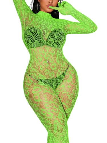 EHSUYAB Sexy Lace Leopard Jumpsuit For Women, Fishnet Bodysuit Glow Party Club, Poster One Piece Mesh Full Body Rave Outfits
