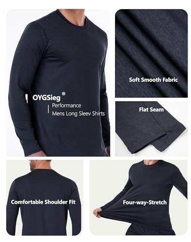 6 Pack Men's Quick Dry Long Sleeve Shirts UPF 50+ UV Sun Protection SPF Shirt Moisture Wicking T-Shirt for Casual Workout