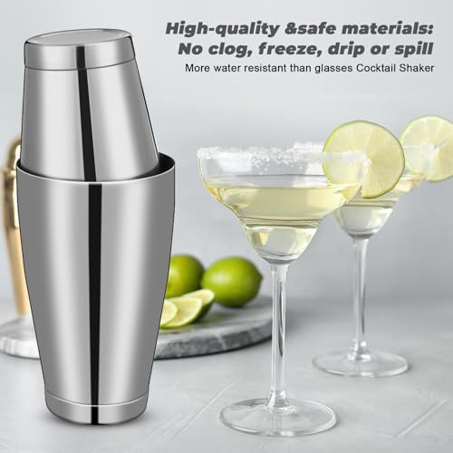 Sabary 6 Pcs Cocktail Shakers Professional Bar Shaker Boston Set Stainless Steel Martini Drink Mixer Basic Tool Weighted S...