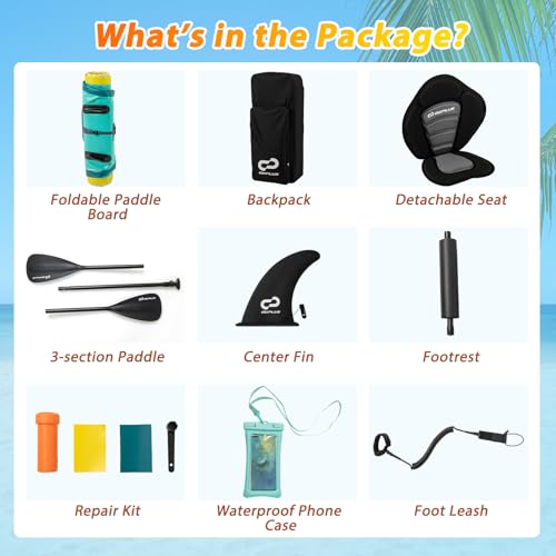 Goplus Inflatable Stand Up Paddle Board for Adults, 11FT SUP w/Premium Kayak Seat, Adjustable Paddle, Leash, Hand Pump, Re...