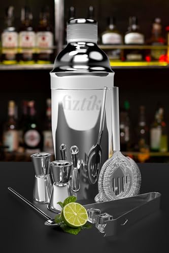 Bartender Kit – 5-Piece Stainless Steel Cocktail Shaker Set for Home & Bar – Drink Mixing Set with Accessories
