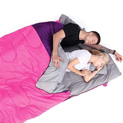 oaskys Double Sleeping Bag for Adults with 2 Pillows - Queen Size XL Waterproof Sleeping Bag for All Season Camping Hiking...