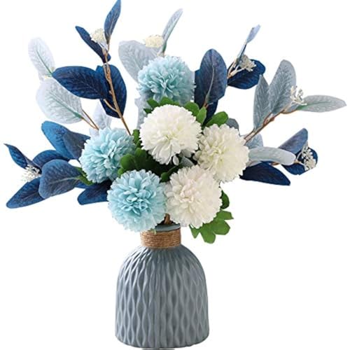 NAWEIDA Artificial Flowers with Vase Faux Hydrangea Flower Arrangements Table Centerpieces for Home Garden Party Wedding D...