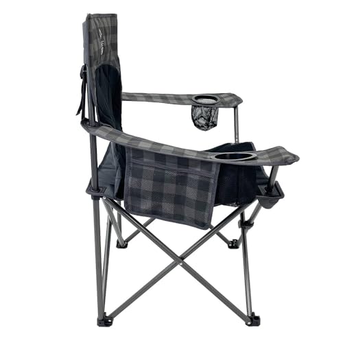 Venture Forward Quilted Quad Camping Chair with Carry Bag – Padded Folding Outdoor Chair with Armrests & Built-in Cup Hold...
