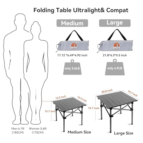 Opliy Folding Camping Table,Portable Table for 1-2 Persons -Collapsible Table Lightweight with Carry Bag for Camping, Hiki...