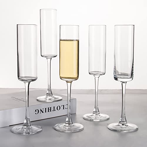 CZUMJJ Elegant Champagne Glasses Set of 12, Glass Champagne Flutes for Birthday, Wedding, Party - 6 oz, Clear