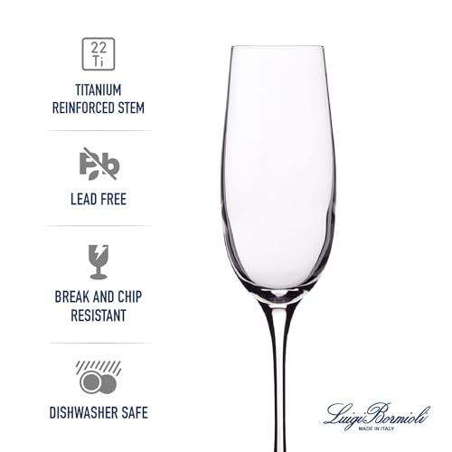 Luigi Bormioli Crescendo Champagne Flute Glasses Set of 4-8.25 Oz Stemware for Celebrations, Toasts & Dining Decor - Glass...