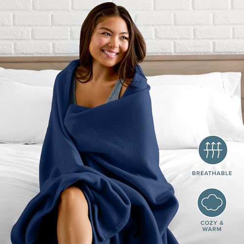 Bare Home Polar Fleece Blanket - Throw - Dark Blue - Warm & Cozy - Premium Fleece for Bed, Sofa, Camping, Travel and Cold ...