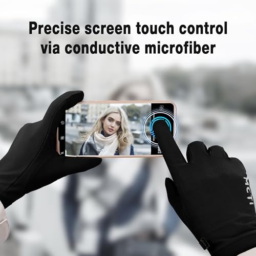 MCTi Lightweight Gloves Liners for Men Women, Touch Screen Gloves with Conductive Microfiber, Palm Silicone, for Running D...