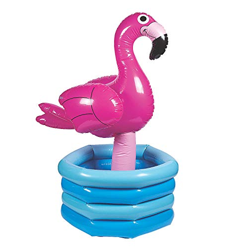 Inflatable Luau Flamingo in Pool Cooler