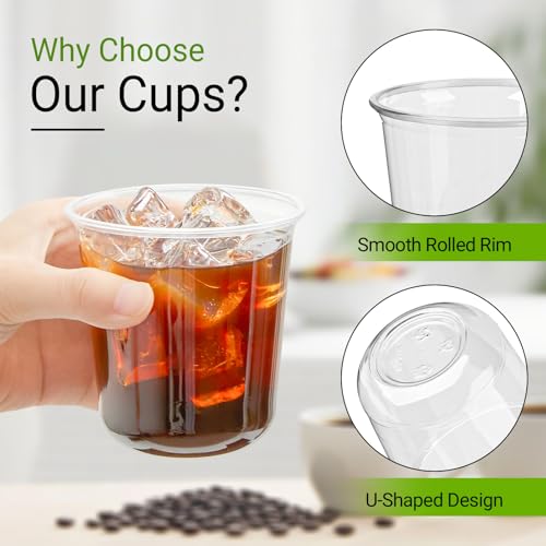 Soelomu 12 oz Disposable Stemless Wine Glasses, 50 Pcs Crystal Plastic Cocktail Cups Clear Classic Cold Drinking Party Gla...
