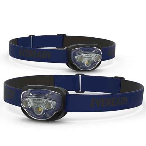 Eveready LED Headlamp, 200 Lumen, IPX4 Water Resistant, Durable Indoor and Outdoor Light with Shatterproof Lens, Batteries Included, 2 Pack