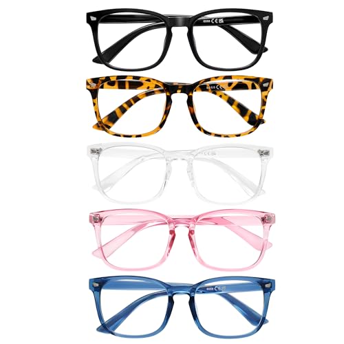 AIMISUV 5 Pack Reading Glasses for Women Men, Blue Light Blocking Computer Readers UV Glare(Multicolor, 1.75x)