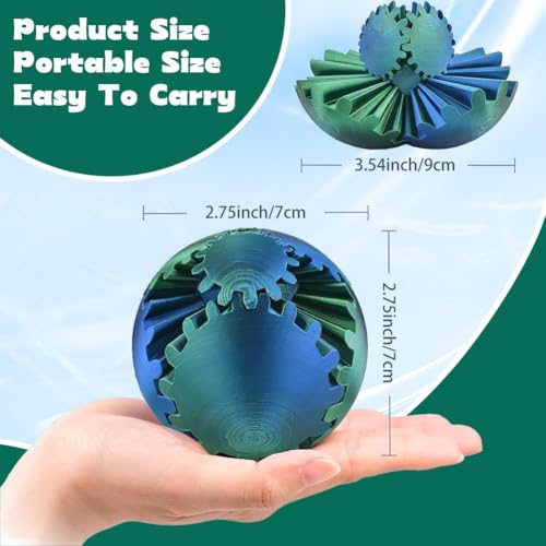 3D Printed Gear Ball Gear Sphere Fidget Toy, 4 Pcs Steampunk Whirling Wonder Fidget Gear Ball Stress Anxiety Relaxing Fidg...